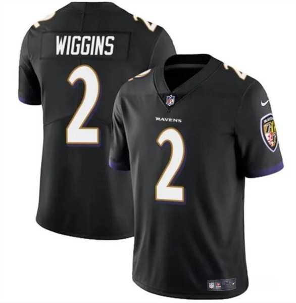 Men & Women & Youth Baltimore Ravens #2 Nate Wiggins Black 2024 Draft Vapor Limited Jersey